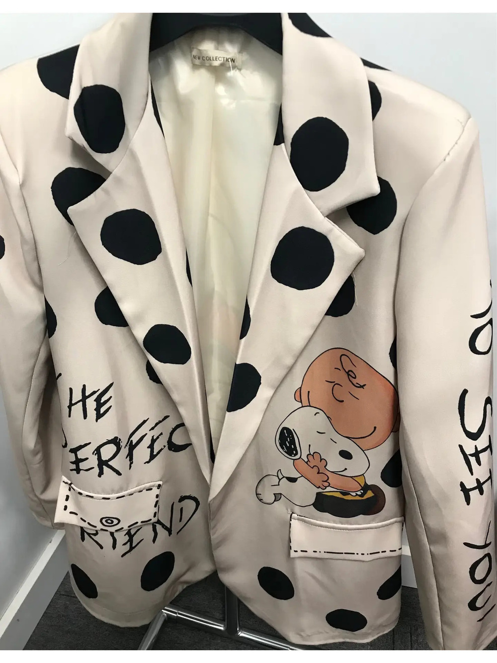 L918 Loowie Italian Polka Dot Snoopy Printed Blazer One Size